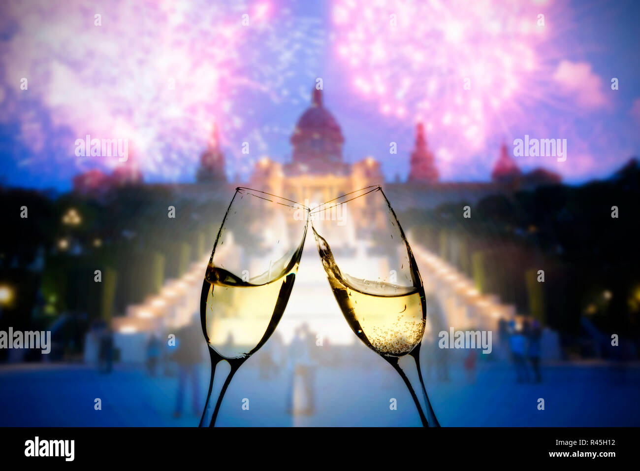 Per celebrare il nuovo anno a Barcellona Foto Stock