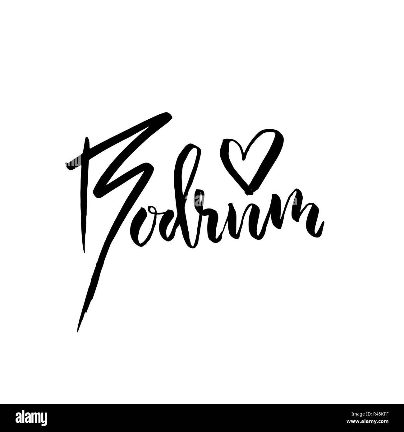 Bodrum, Turchia. Tipografia pennello asciutto lettering design. Disegnato a mano poster di calligrafia. Illustrazione Vettoriale. Illustrazione Vettoriale