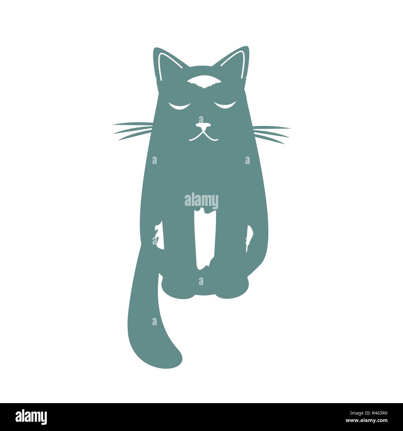 Cartoon dreaming cat . Funny cool carattere. Illustrazione Vettoriale Illustrazione Vettoriale