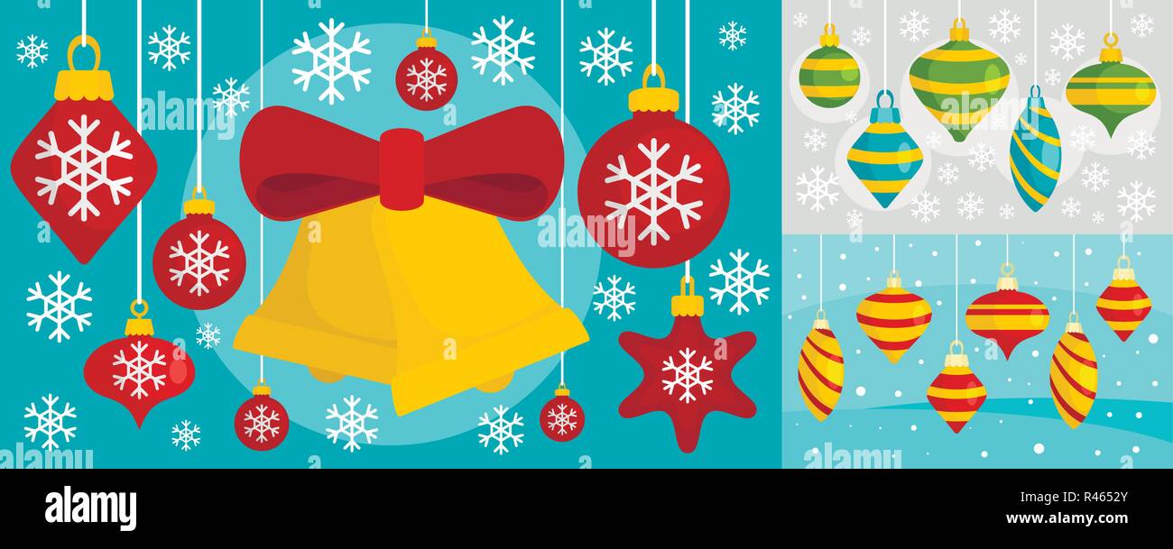 Decorare albero di Natale giocattoli banner set. Illustrazione piana di decorare albero di Natale giocattoli vettore set di banner per il web design Illustrazione Vettoriale