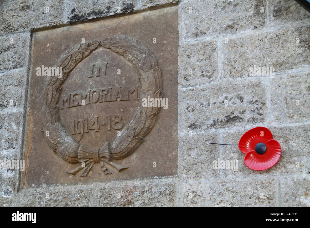 Lapide di ricordare la Prima Guerra Mondiale Foto Stock