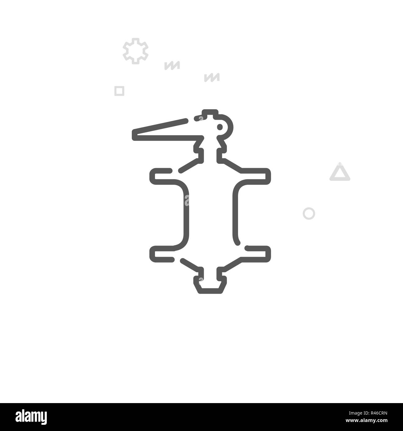 Bike mozzo posteriore Icona linea. Noleggio di parte di ricambio, simbolo pittogramma, segno. Luce geometrica astratta sfondo. Corsa modificabile. Regolare il peso della linea. Progettazione Foto Stock