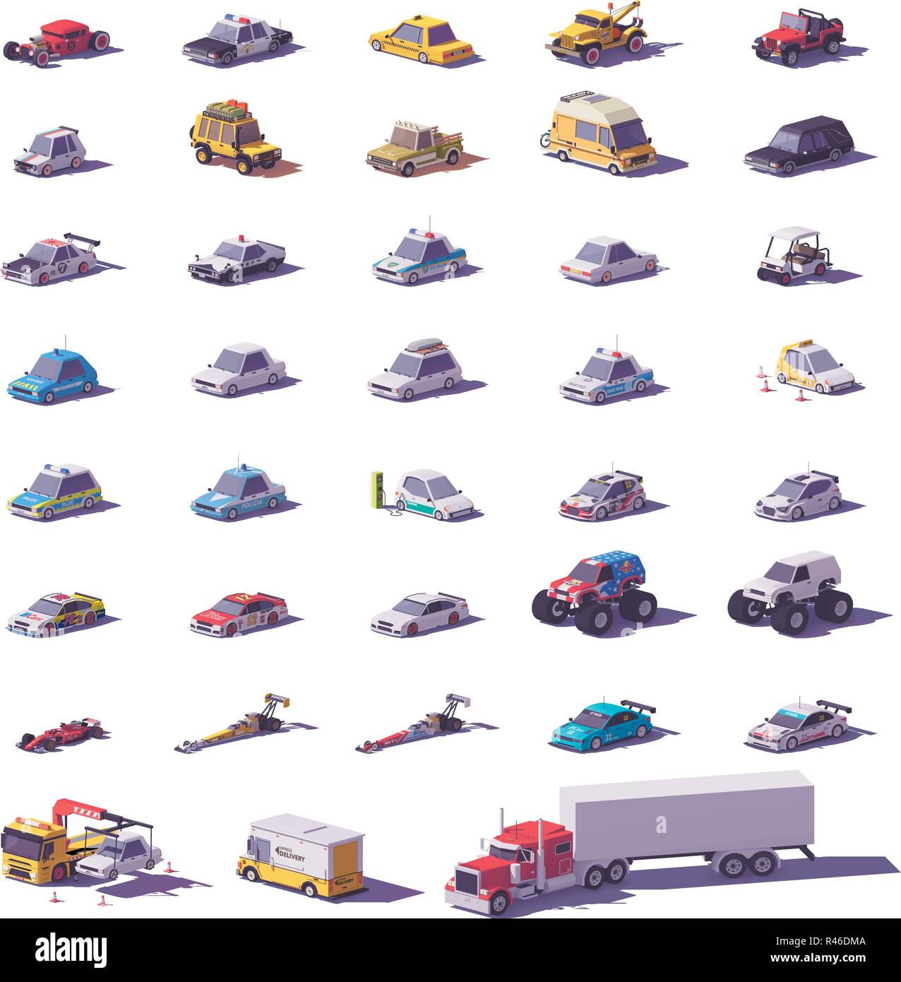Vector automobili e camion icona impostare Illustrazione Vettoriale