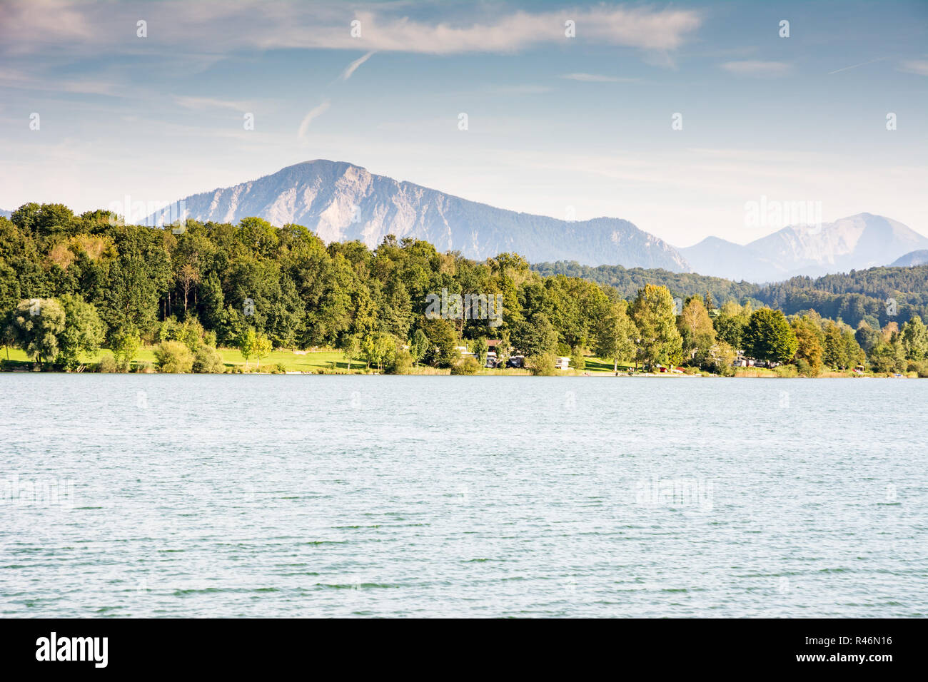Lago Riegsee in Baviera Foto Stock