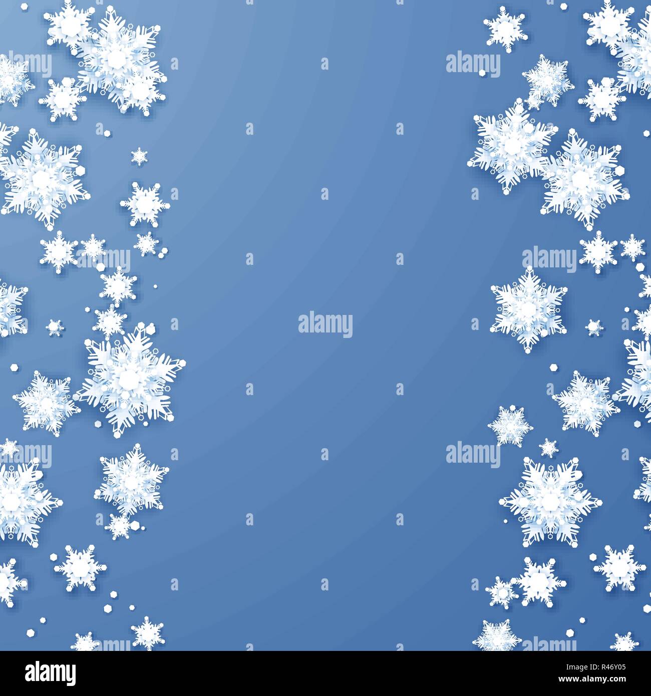 Il simbolo del fiocco di neve caduta in corrispondenza dei bordi di illustrazione. Carta fiocchi di neve astratta. Vettore Illustrazione Vettoriale