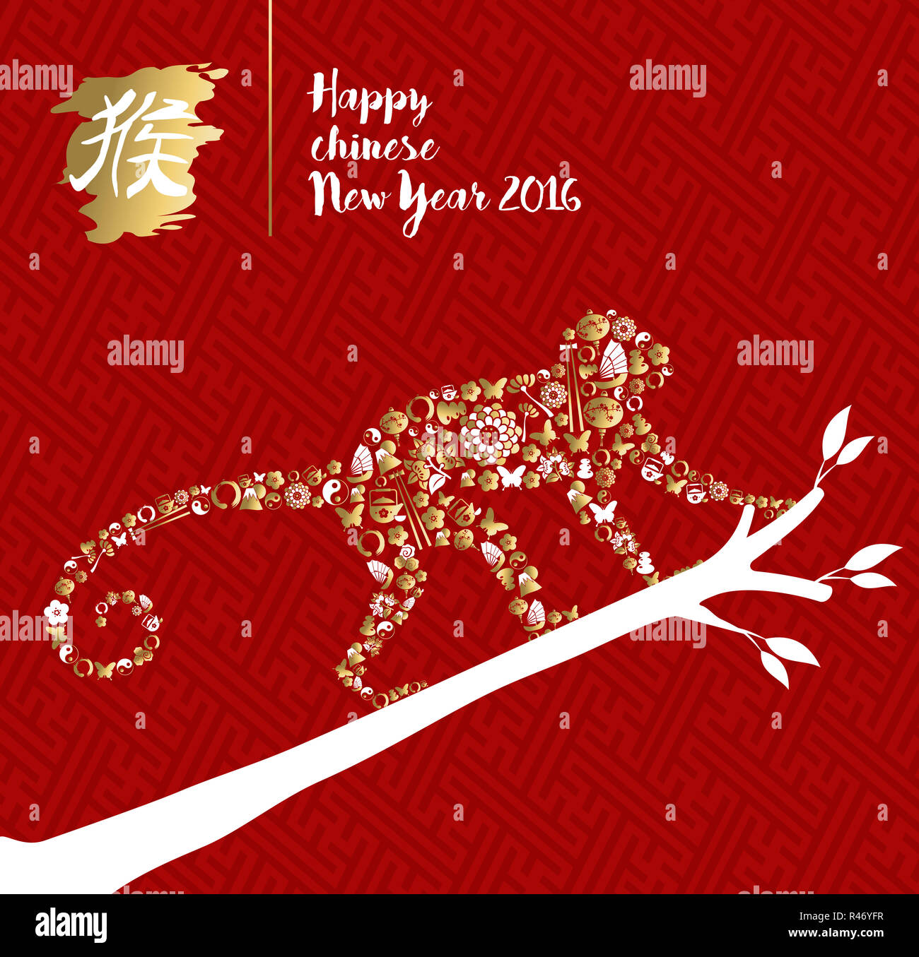 2016 felice anno nuovo cinese Monkey cina ape tree Foto Stock