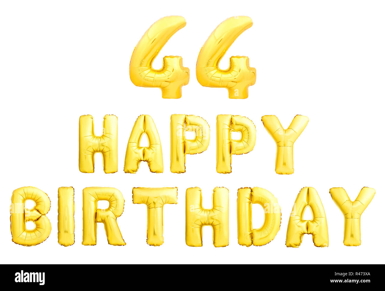 Buon Compleanno 44 Anni Golden Palloncini Gonfiabili Isolati Su Sfondo Bianco Foto Stock Alamy