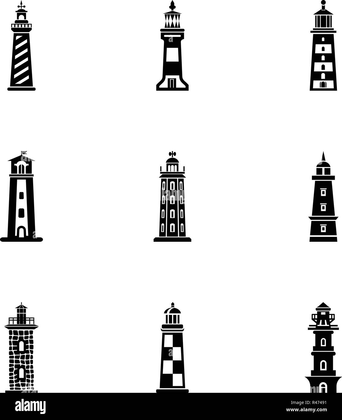 Illuminare set di icone, stile semplice Illustrazione Vettoriale