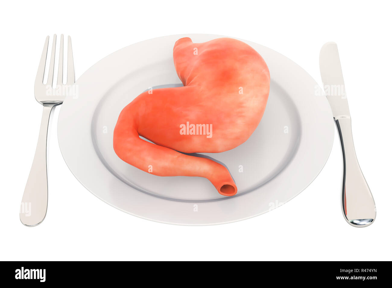 La dieta per un sano sistema digestivo concetto, 3D rendering isolati su sfondo bianco Foto Stock