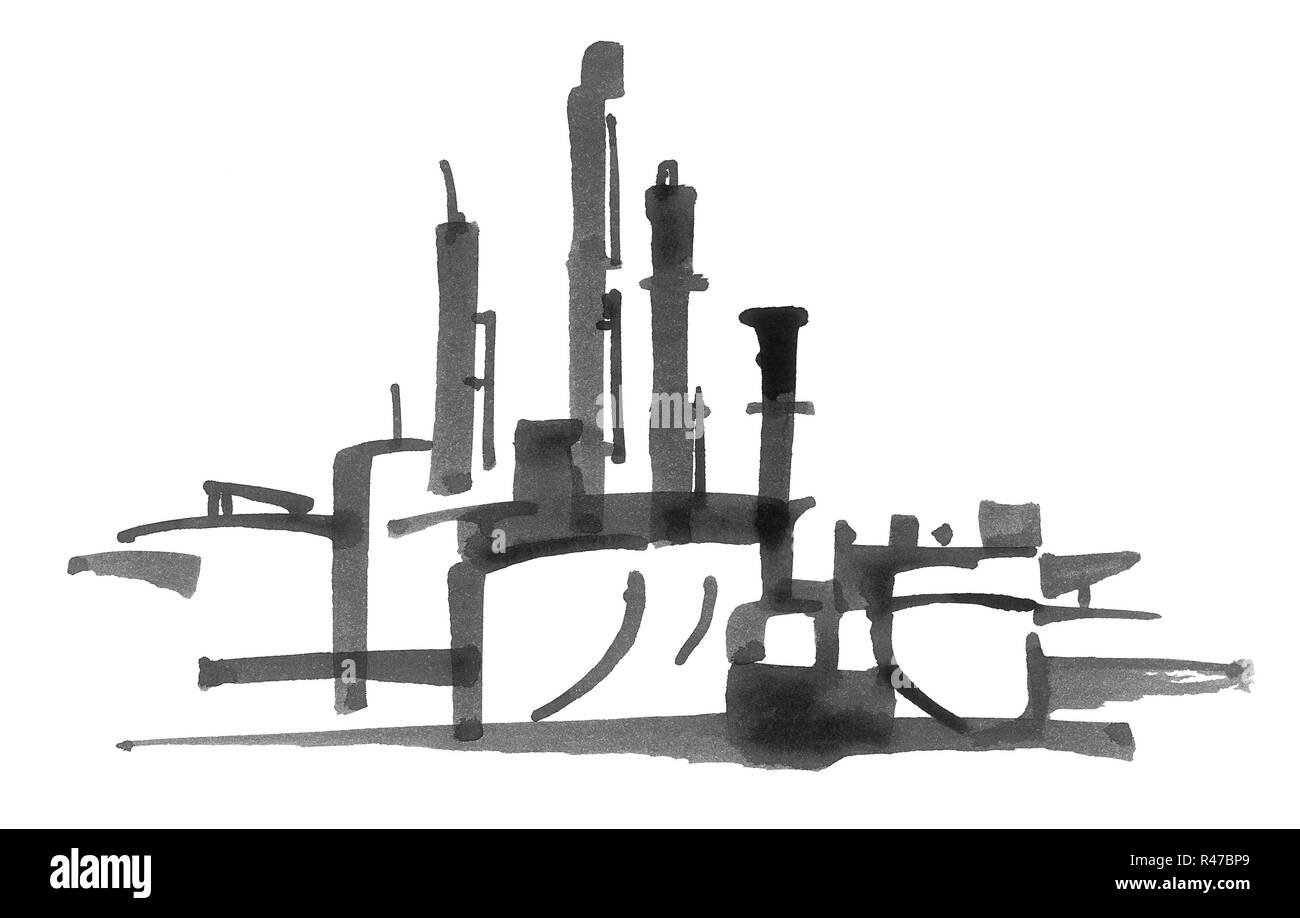 Raffineria di petrolio illustrazione Foto Stock