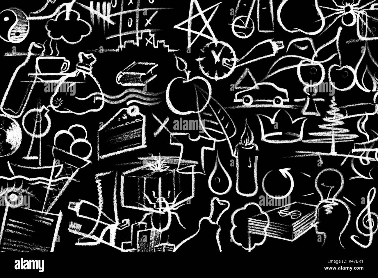 Crayon simboli dipinti Foto Stock