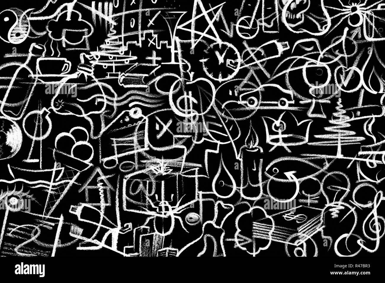 Crayon simboli dipinti Foto Stock