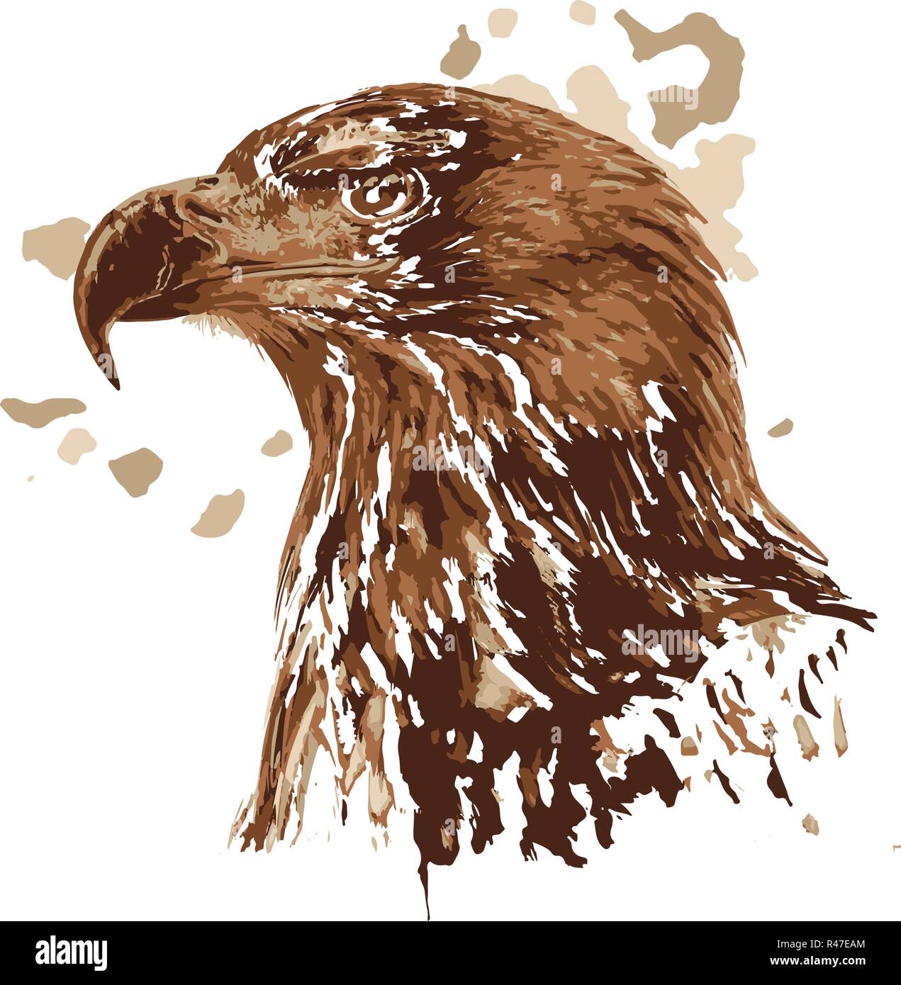 Pittura hawk. Arte ispira le persone. Questo disegno di un aquila è un ottimo design per il design grafico. Artisticamente ispirato l'illustrazione. Illustrazione Vettoriale