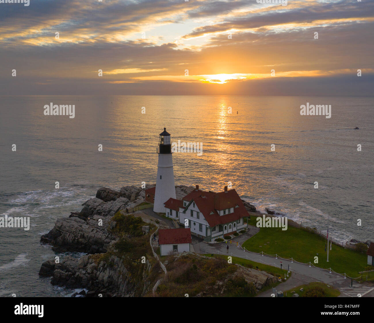 Famoso Portland Head Light costa Atlantica faro Foto Stock