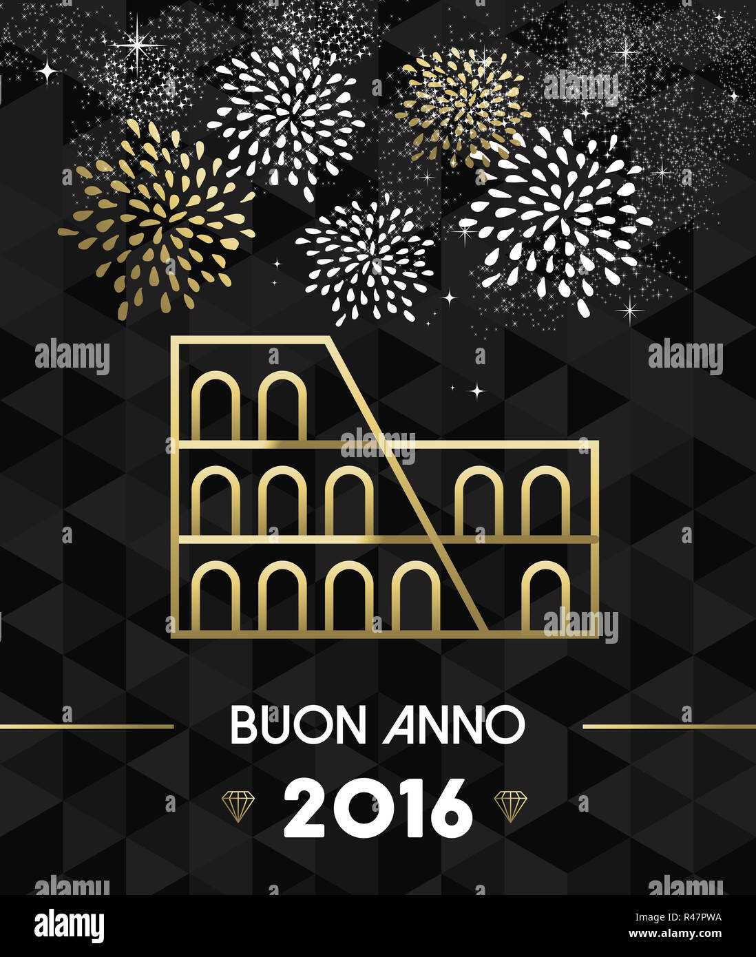 Anno Nuovo 2016 roma colosseo oro di viaggio Foto Stock