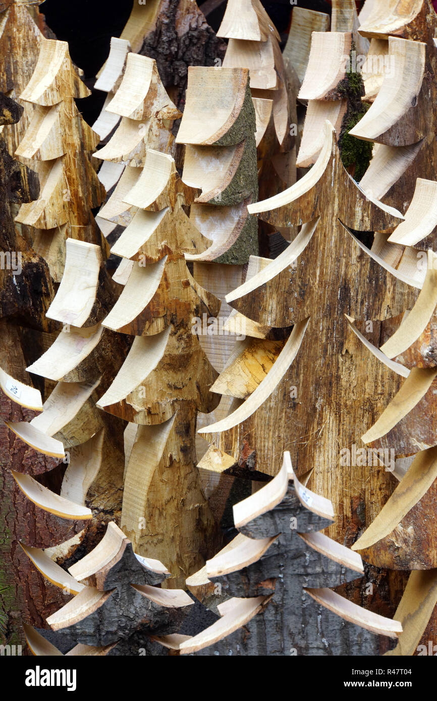 Abeti al mercatino di natale Foto Stock