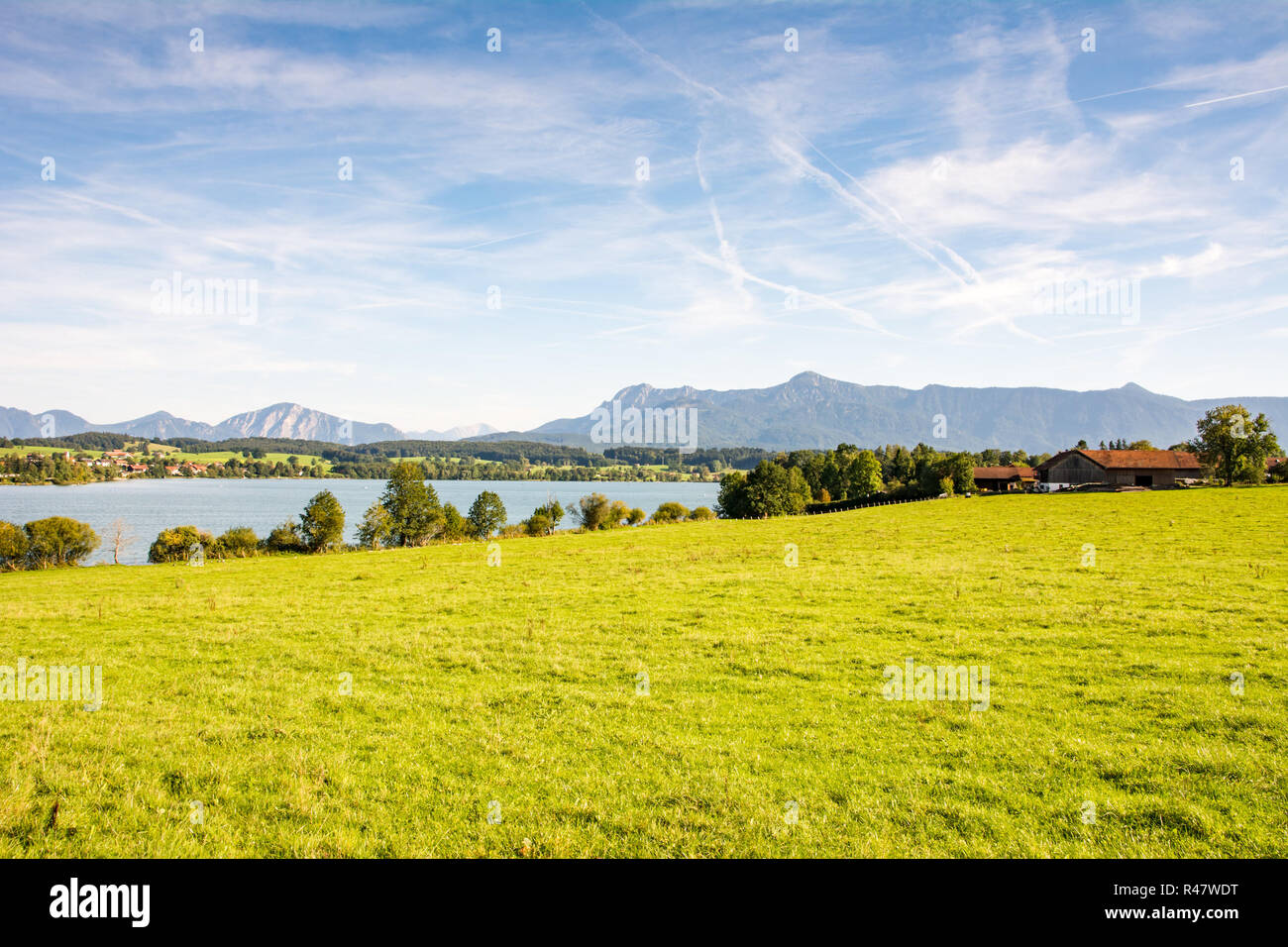 Lago Riegsee in Baviera Foto Stock