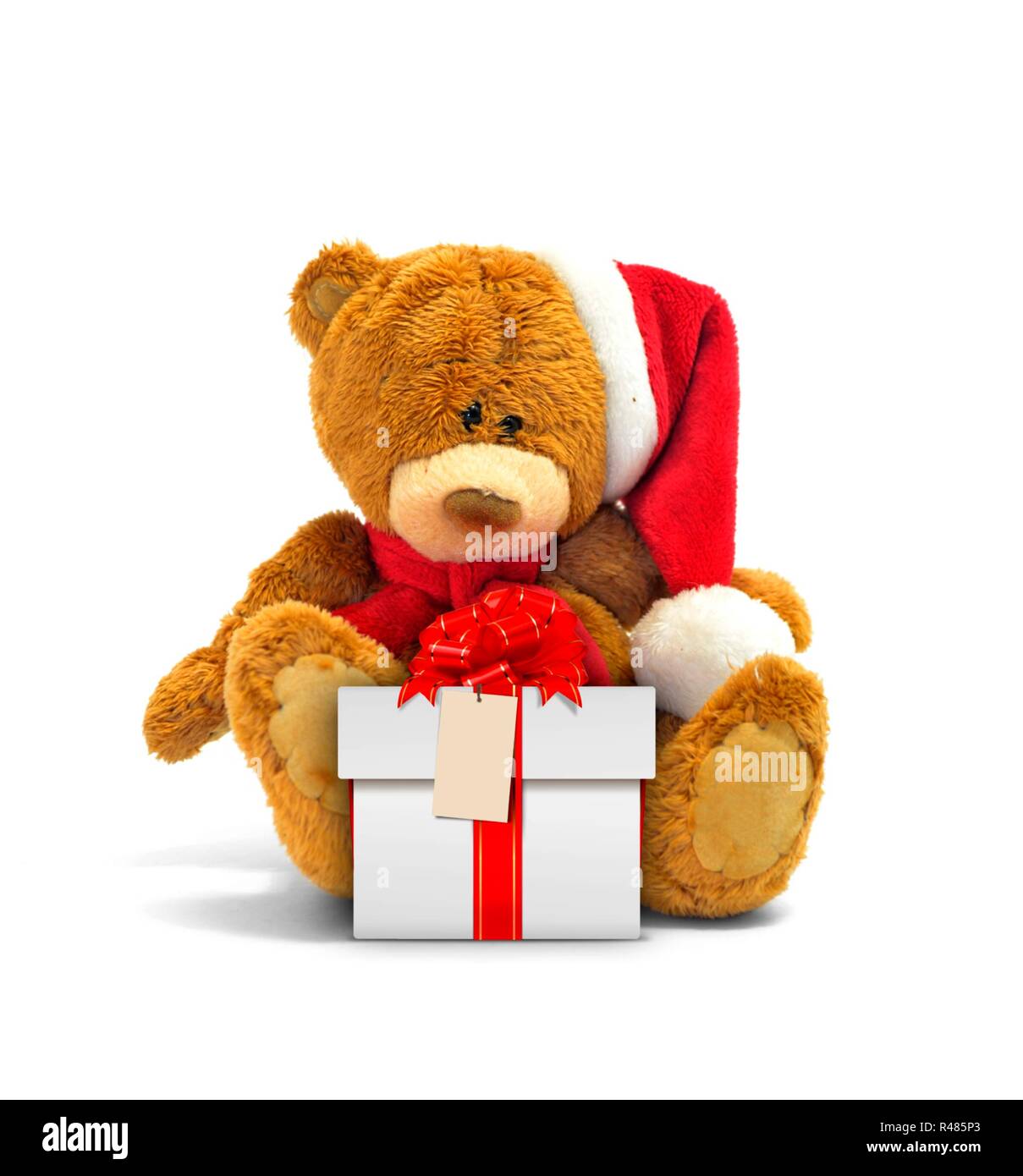 BEJOY Orso di peluche, orso morbido in peluche, dolce animale di peluche, per Natale e Capodanno, 30 cm, colore rosso