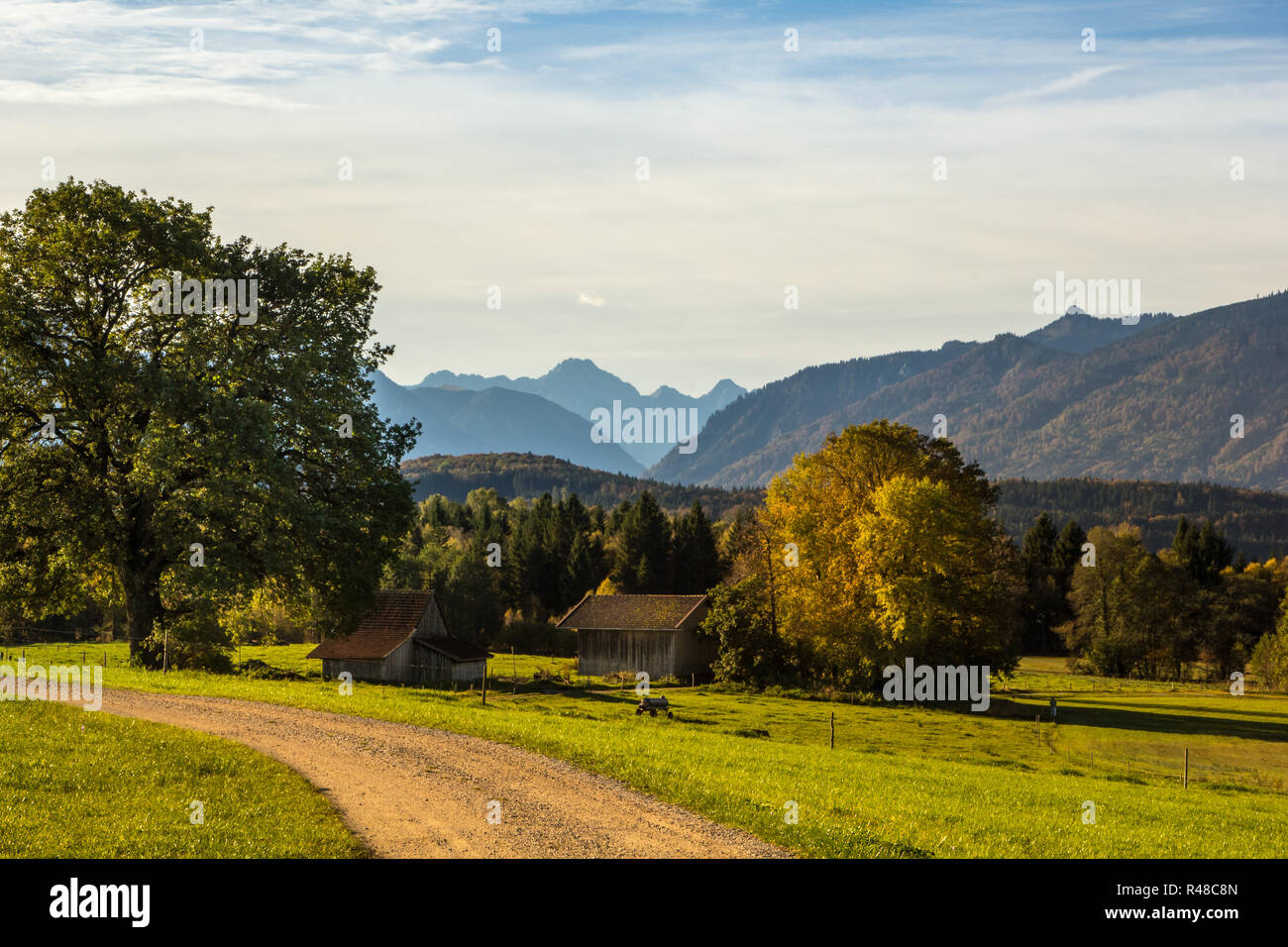 L'autunno offre un sacco di sole e il calore - un paesaggio in Baviera Foto Stock