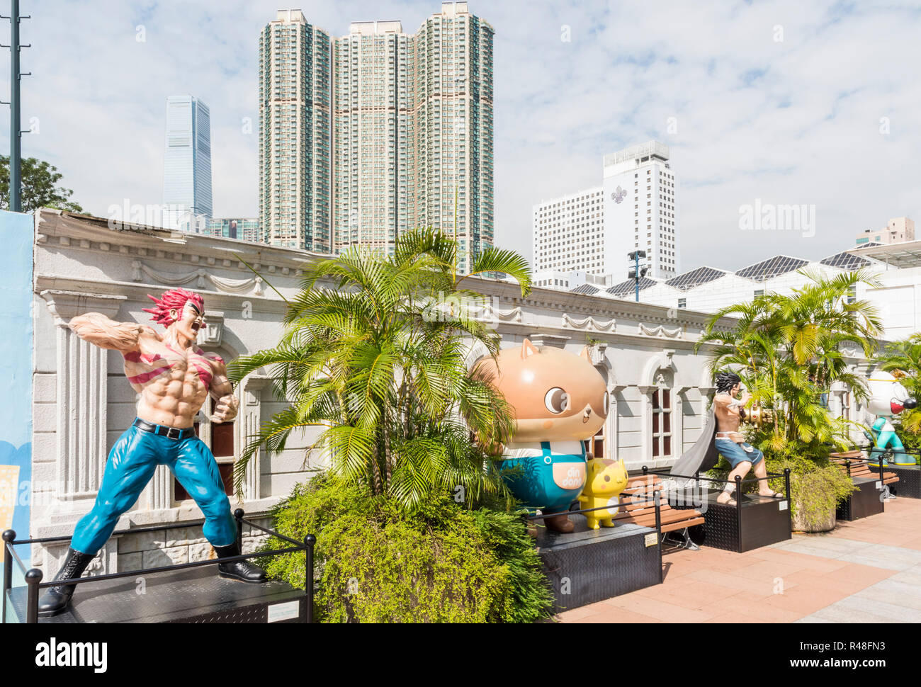 Avenue di fumetto di stelle nel Parco di Kowloon, Tsim Sha Tsui, Kowloon, Hong Kong, Cina Foto Stock