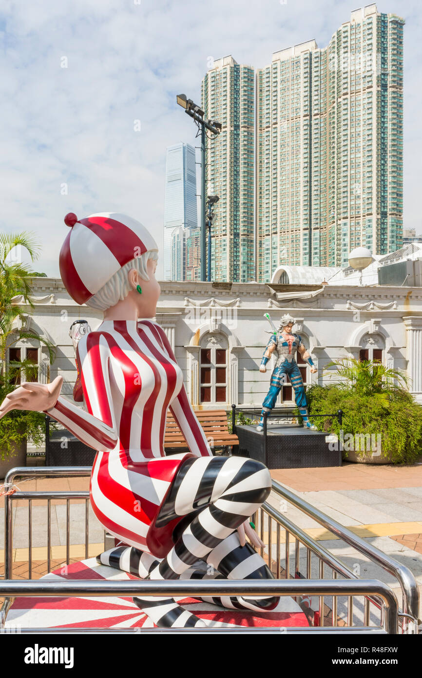 Avenue di fumetto di stelle nel Parco di Kowloon, Tsim Sha Tsui, Kowloon, Hong Kong, Cina Foto Stock