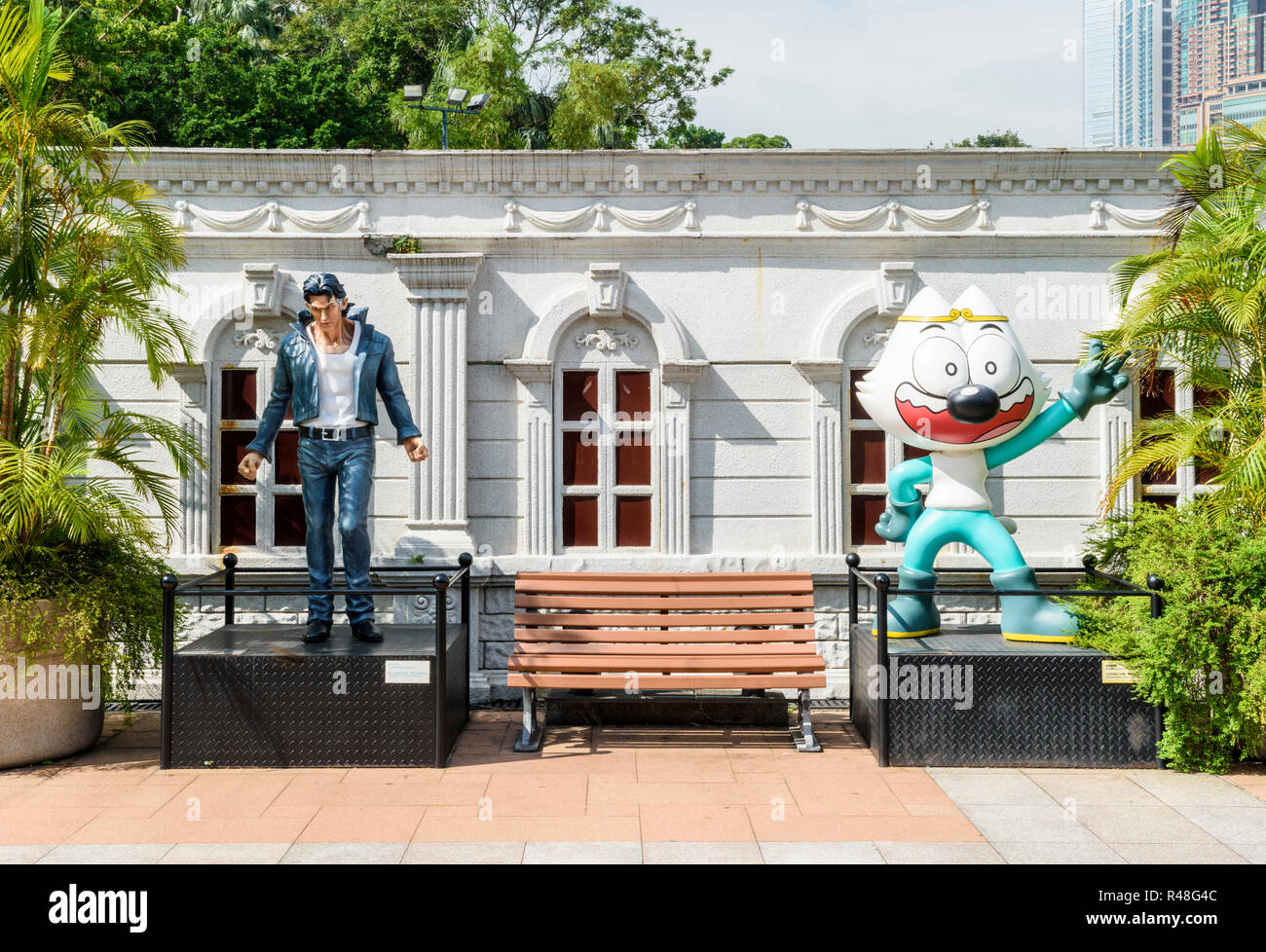 Avenue di fumetto di stelle nel Parco di Kowloon, Tsim Sha Tsui, Kowloon, Hong Kong, Cina Foto Stock