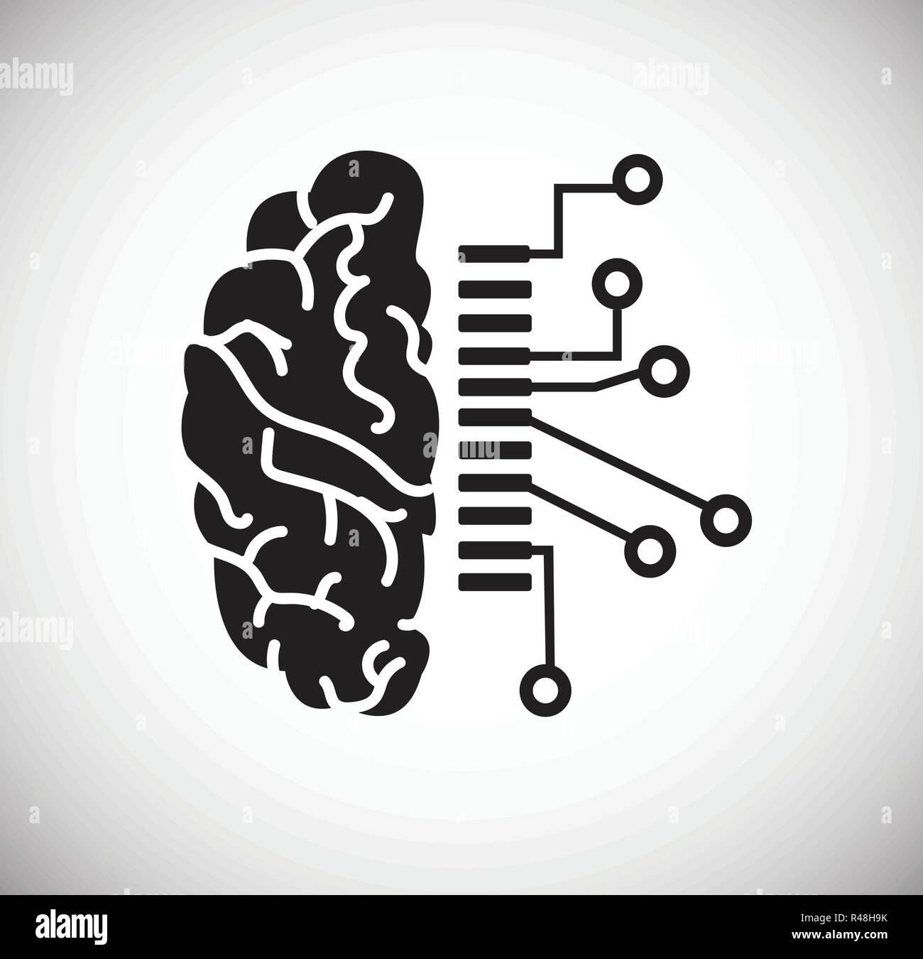 Schema del cervello dati su sfondo bianco per grafica e web design, moderno vettore semplice segno. Concetto di Internet. Il simbolo alla moda per il design del sito web o del pulsante mobile app. Illustrazione Vettoriale
