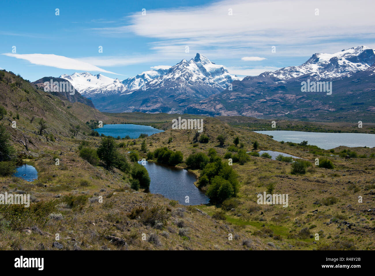 Laghi e Ande da Estancia Cristina Foto Stock