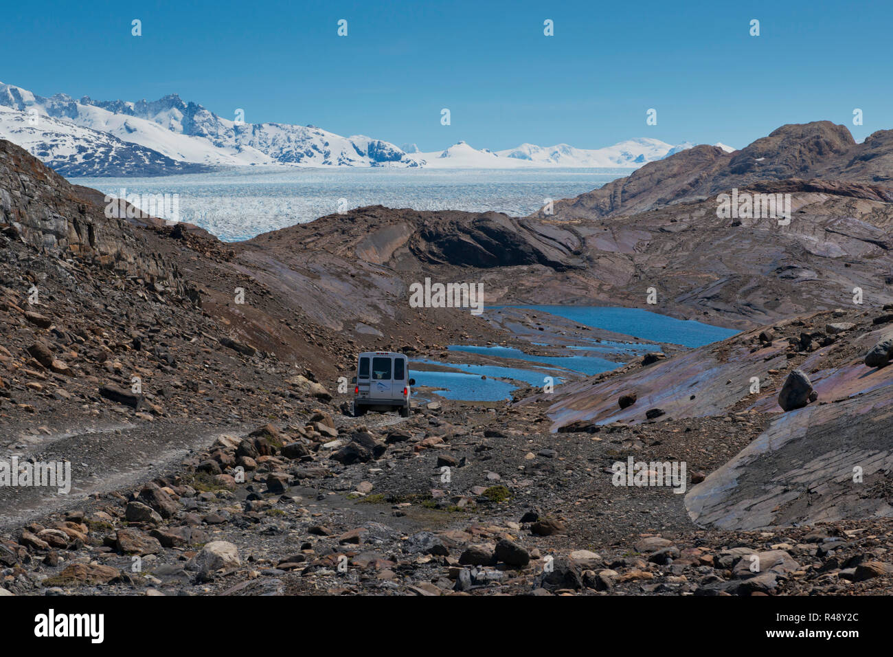 Off-road per il Ghiacciaio Upsala Foto Stock