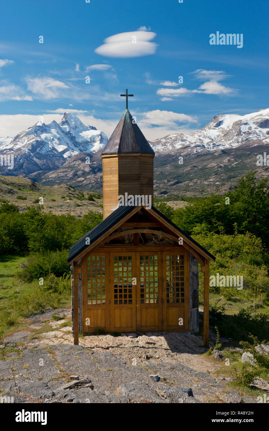 Chiesa di Estancia Cristina nel parco nazionale Los Glaciares Foto Stock