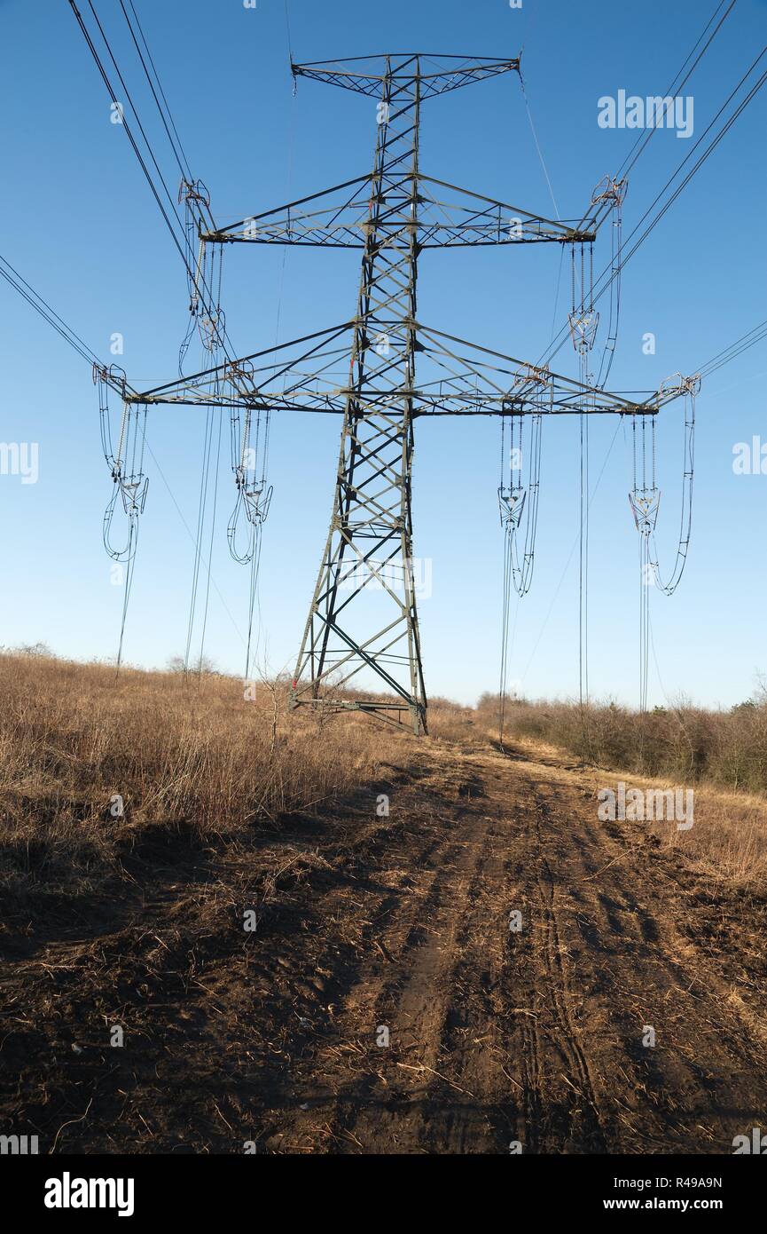Le linee elettriche crollato Foto Stock