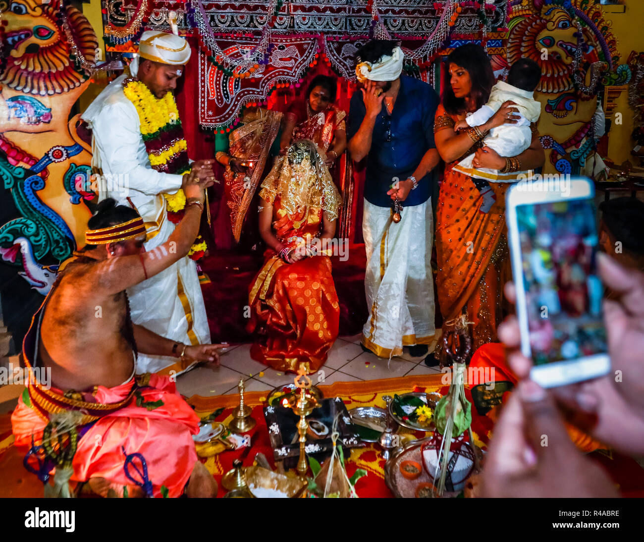 Il Tamil indù cerimonia di nozze in un tempio di Dortmund in Germania Foto Stock