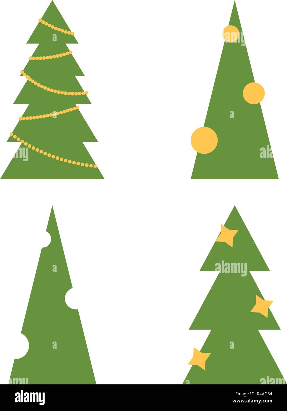 Set di quattro alberi di Natale con lo stile del flat Illustrazione Vettoriale
