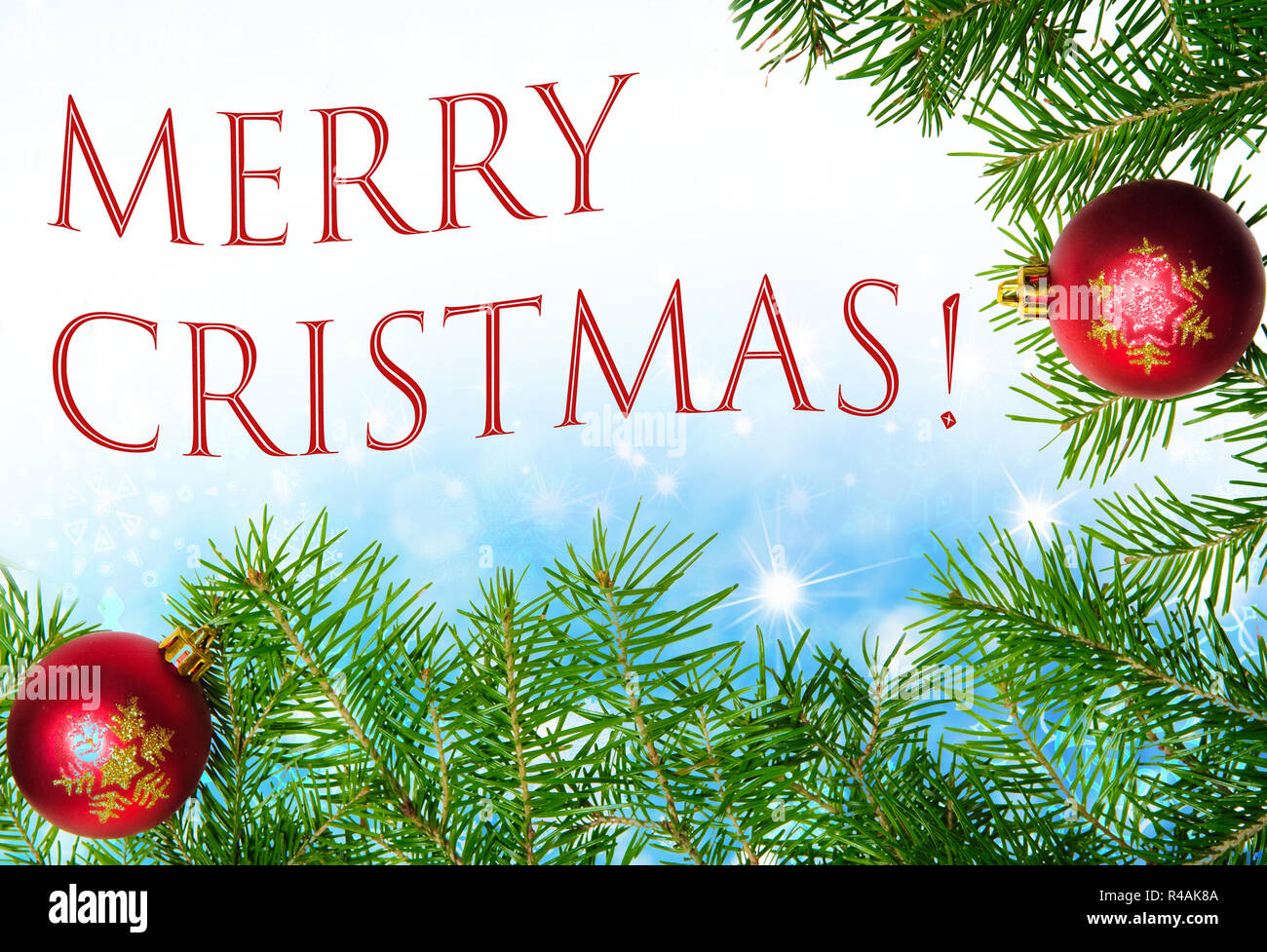 Buon Natale tanti auguri blu sfondo scintillante e decorazioni Foto Stock