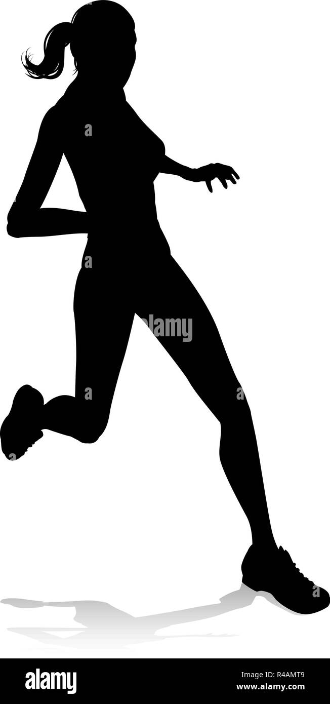 Runner Racing via e silhouette di campo Illustrazione Vettoriale