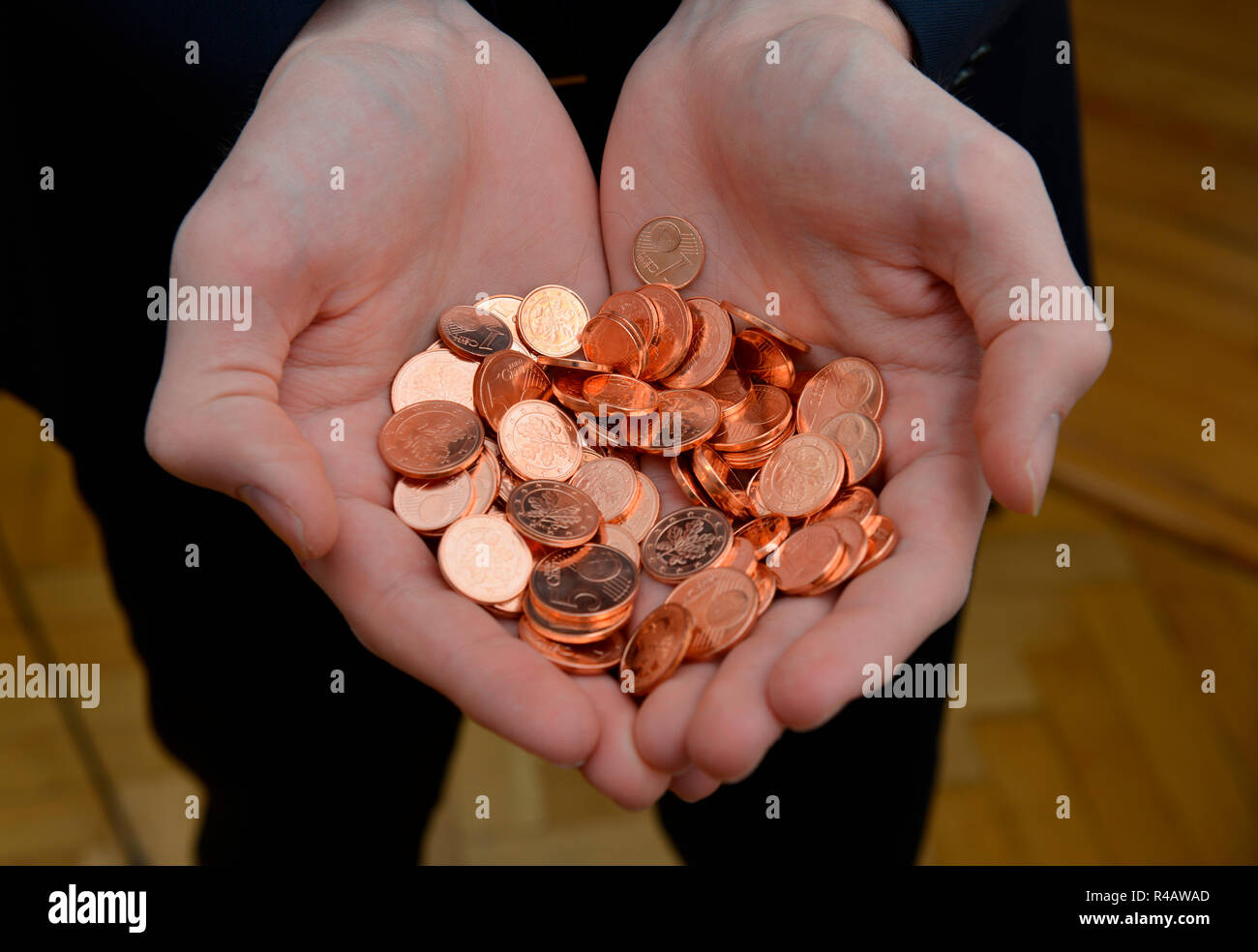 monete del centesimo Foto Stock
