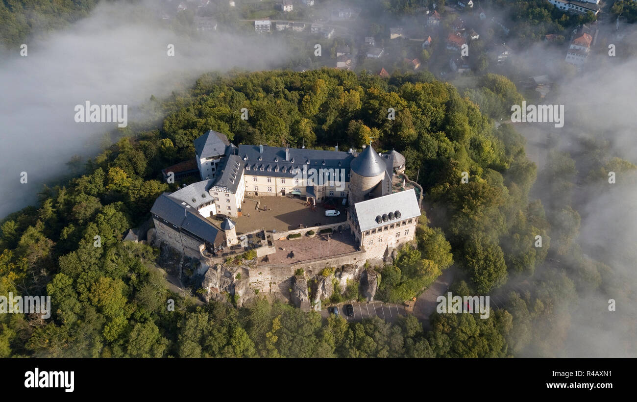 Drone foto, castello di Waldeck Hotel castle Waldeck, Hesse, Germania, Europa Foto Stock