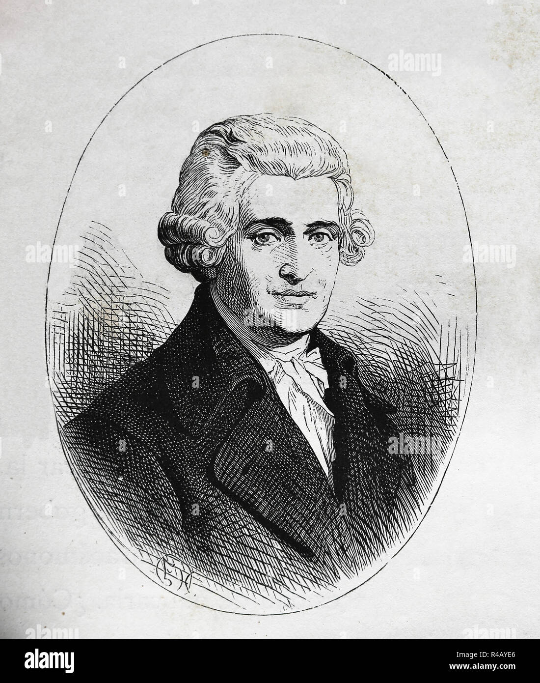 Joseph Haydn (1732-1809). Il compositore austriaco del periodo classico. Incisione di germanio, 1882. Foto Stock