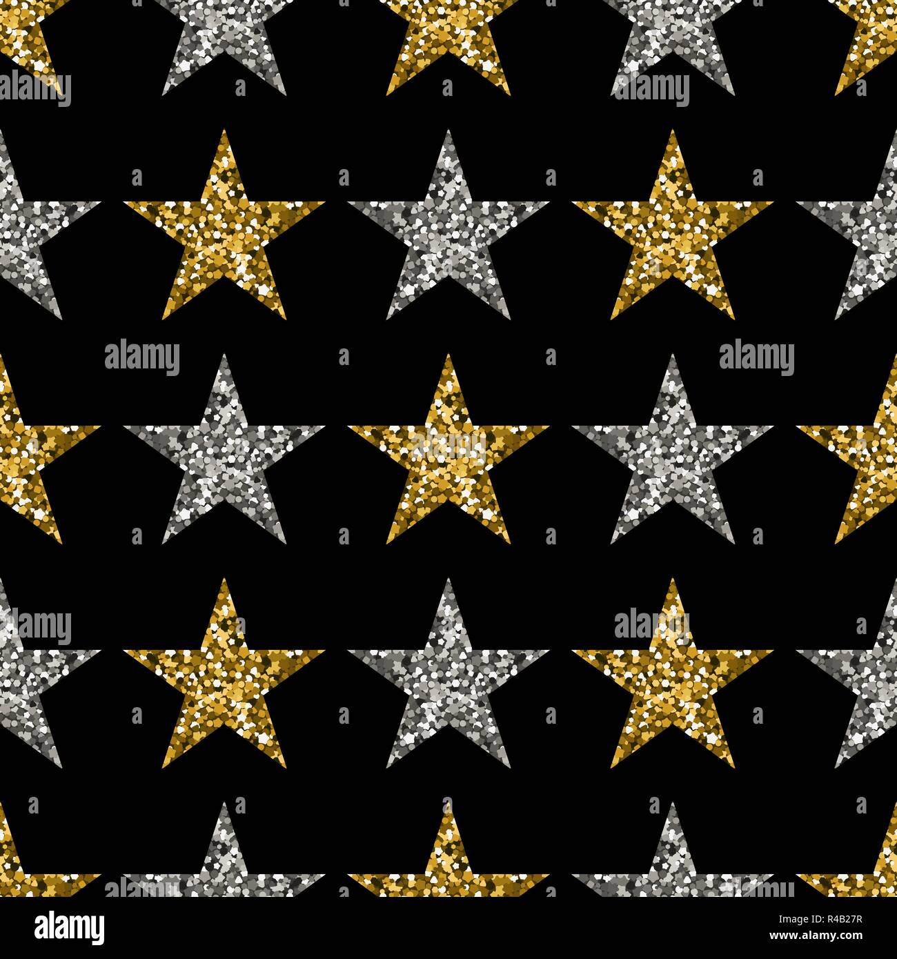 Oro e argento stelle su sfondo nero. Modello senza giunture. Illustrazione  Vettoriale. La texture di glitter Immagine e Vettoriale - Alamy