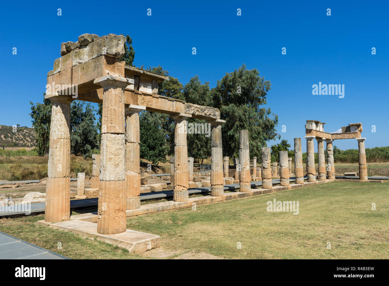 Le rovine del greco antico tempio della dea Artemide in Vravrona, Grecia. Foto Stock