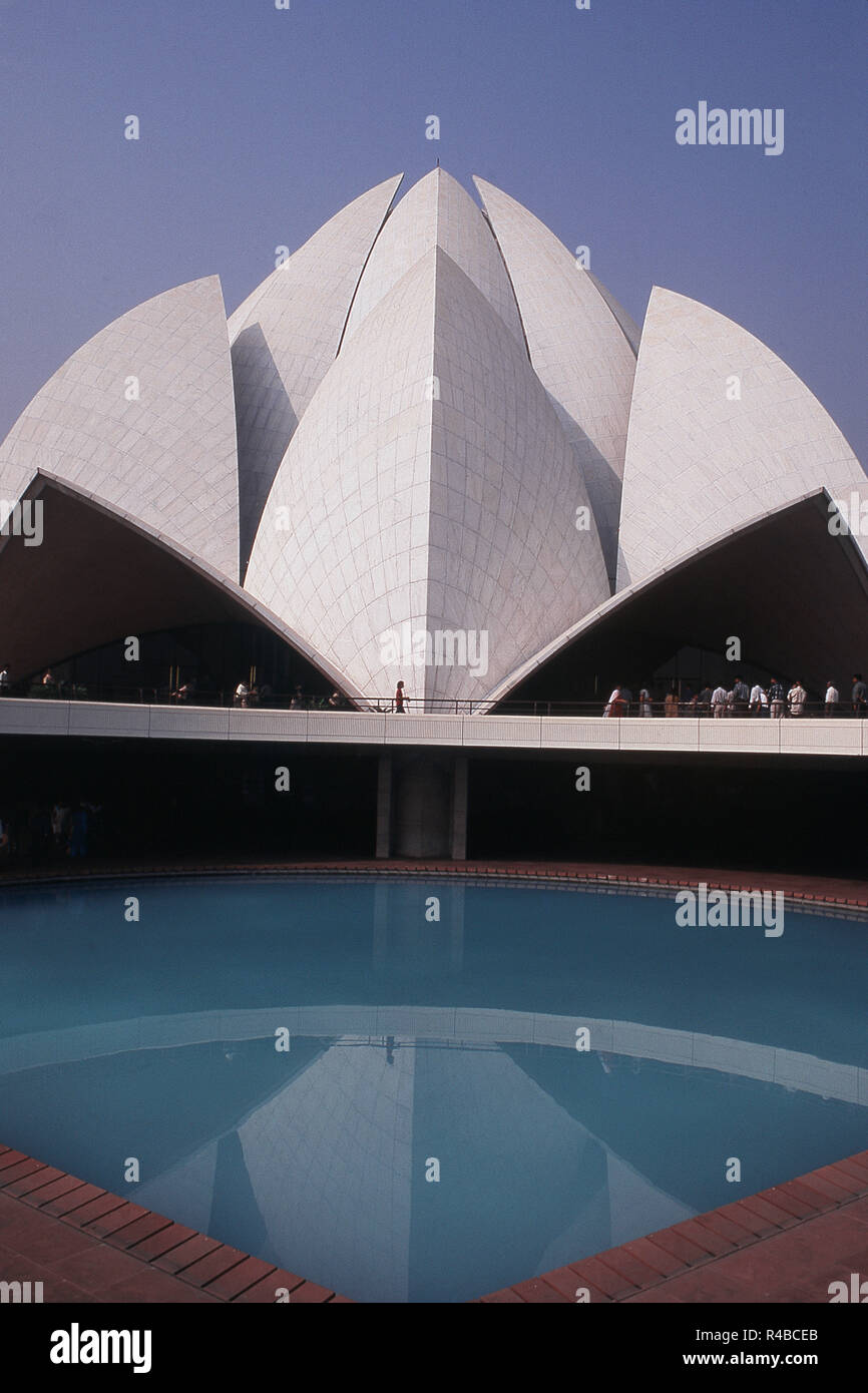 Vista del Tempio di Loto, Delhi, India, Asia Foto Stock