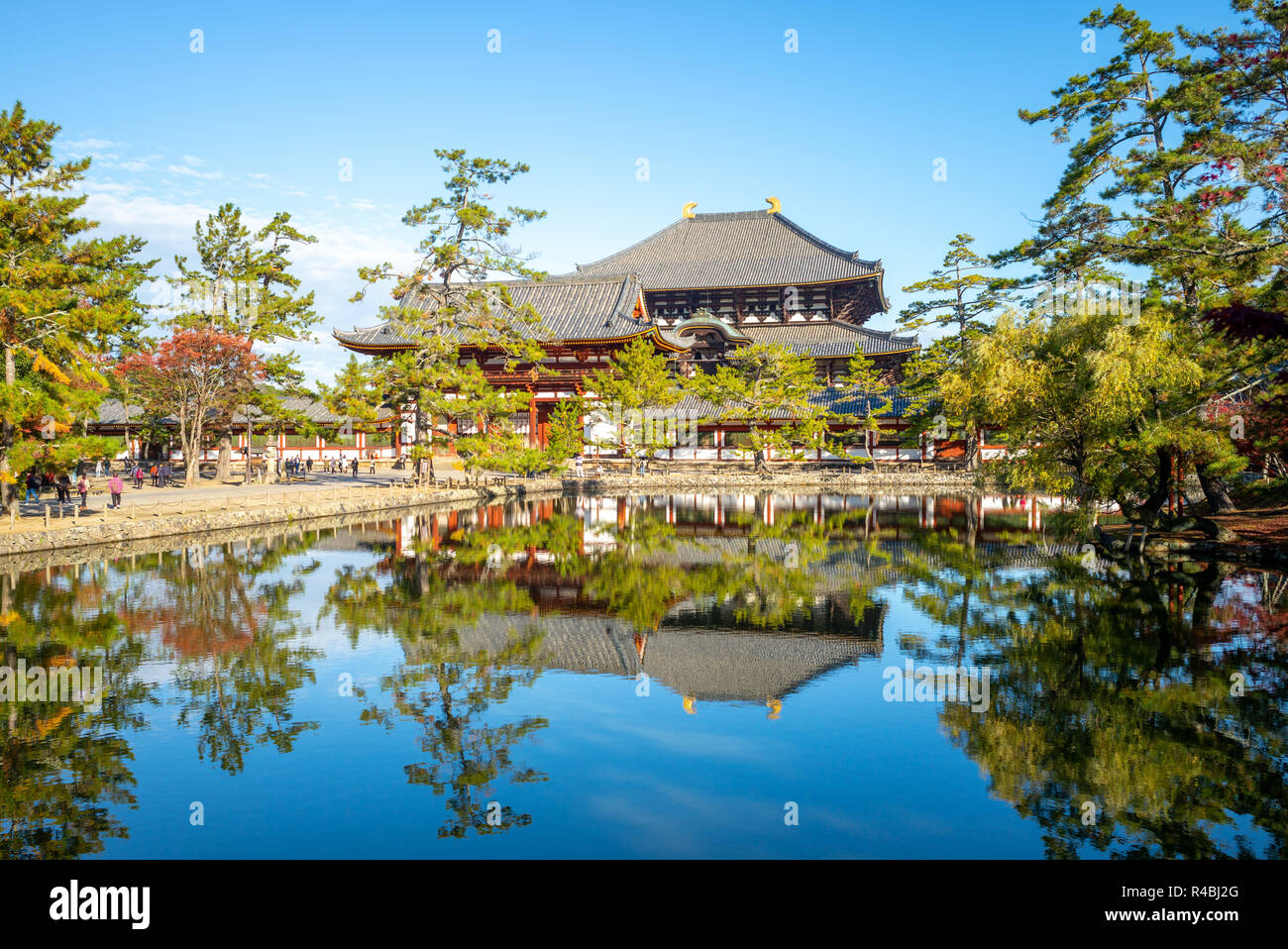 Cancello principale e il grande Buddha Hall di Todaiji di Nara Foto Stock