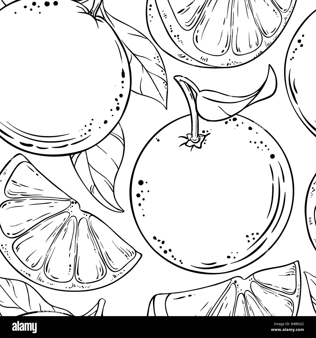 Frutta di arancia vector pattern su sfondo bianco Illustrazione Vettoriale