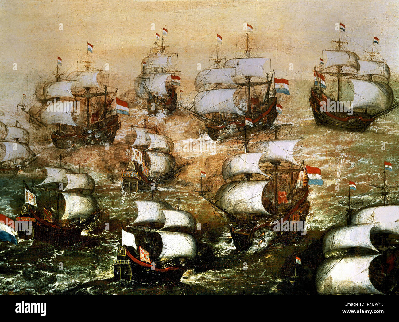 Battaglia navale dell'armata spagnola. Madrid, Banca di Spagna. Autore: CORTE, JUAN DE LA. Posizione: Collezione privata. MADRID. Spagna. Foto Stock