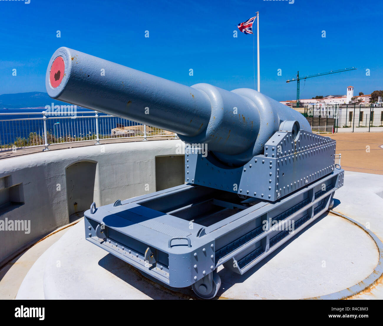 Gibilterra. presentano le pistole a Gibilterra. Regola Britannia. Il vecchio cannone installato in Europa Point su Gibilterra Foto Stock