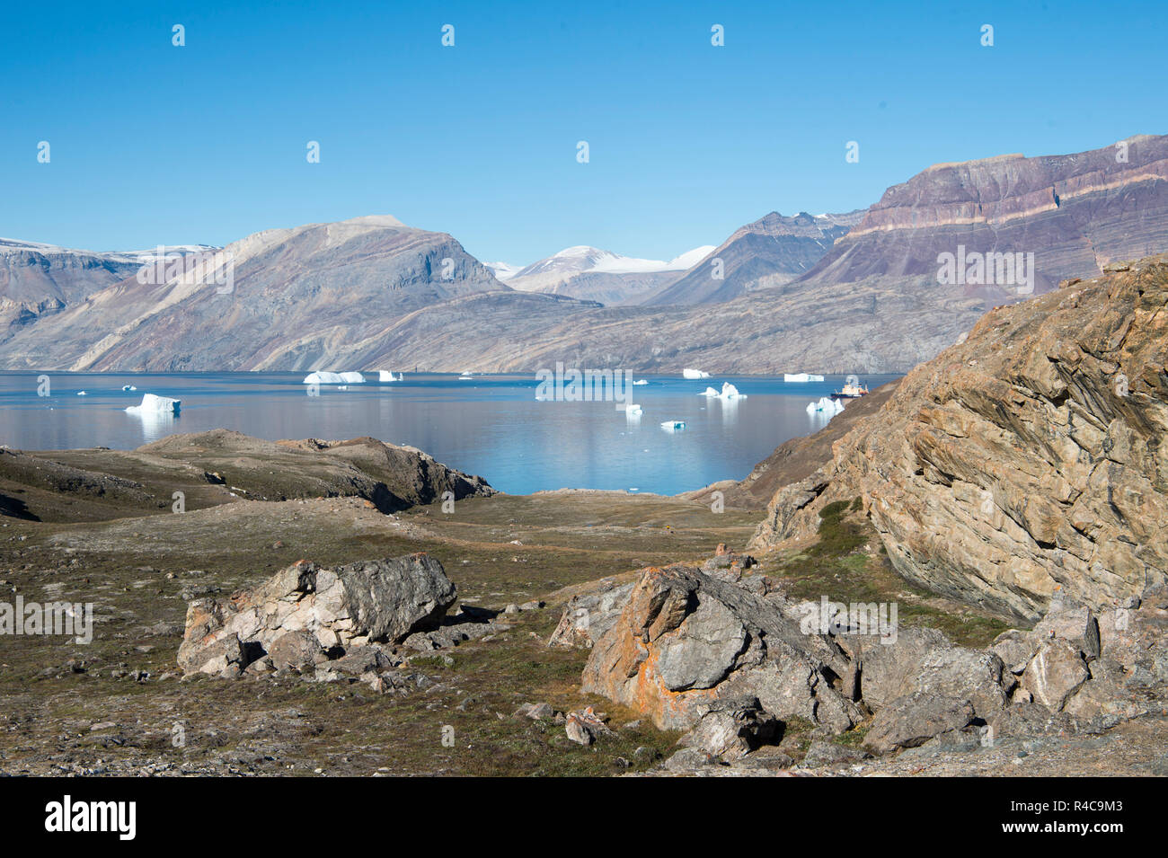 Vista sulla montagna in Groenlandia Foto Stock