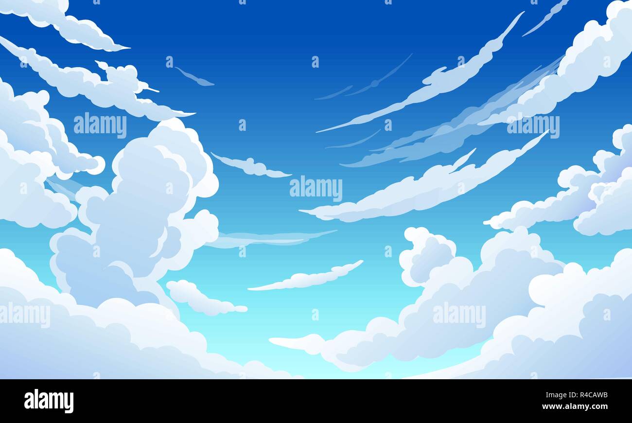 Il cielo blu con nuvole bianche chiara giornata di sole Illustrazione Vettoriale