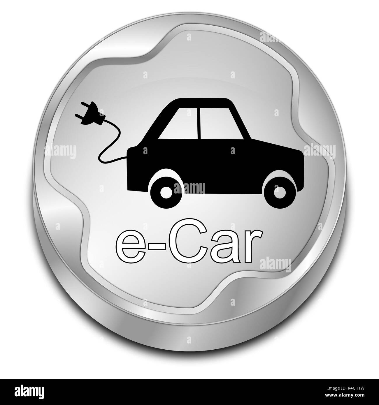 Argento e-Pulsante auto - 3D illustrazione Foto Stock