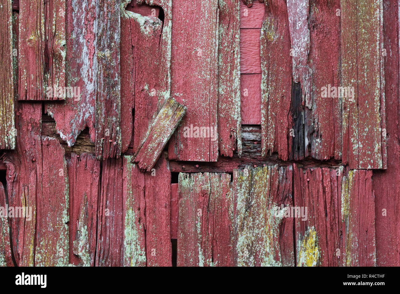 Chiudere in rosso i listelli di legno come sfondo Foto Stock
