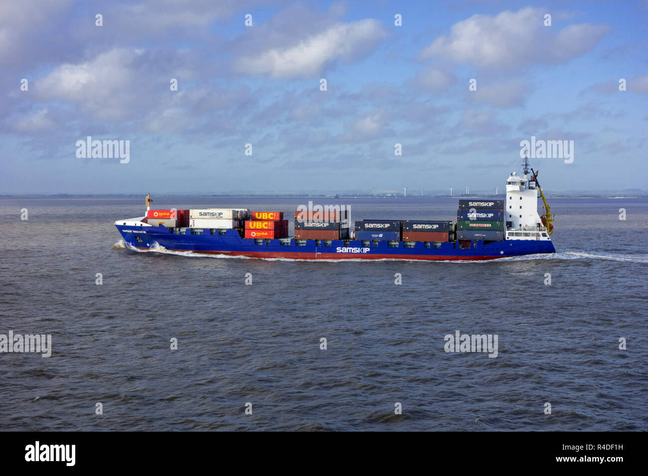 Samskip innovatore, contenitore di nave che naviga sul mare del Nord Foto Stock